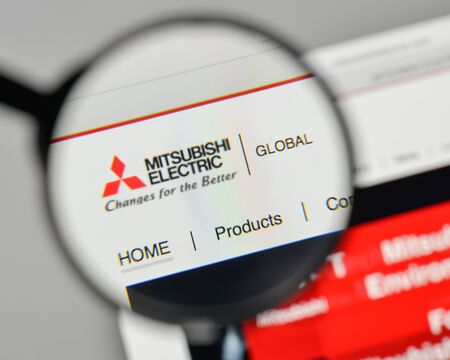 Milan, Italy - November 1, 2017: Mitsubishi Electric logo on the website homepage.のeditorial素材