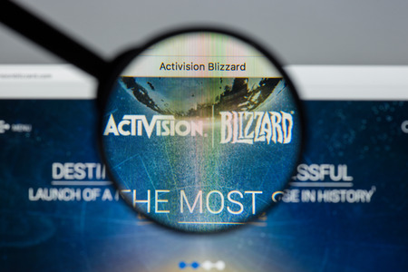 Milan, Italy - August 10, 2017: Activision Blizzard
 website homepage. It is an American video game developer. Activision Blizzard
 logo visible.のeditorial素材