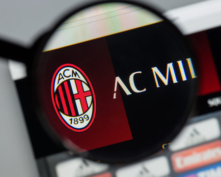 Milan, Italy - August 10, 2017: AC Milan website homepage. It is a professional football club in...
