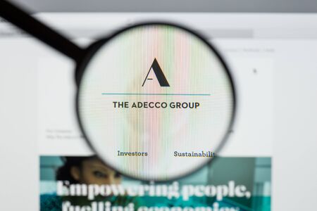 Milan, Italy - August 10, 2017: Adecco
 logo on the website homepage.のeditorial素材