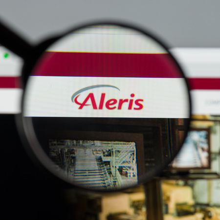 Milan, Italy - August 10, 2017: Aleris website homepage. It is one of the larger private companies in the United States. Aleris logo visible.のeditorial素材