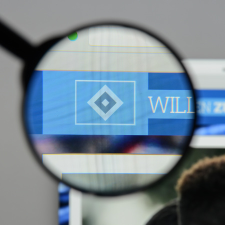 Milan, Italy - August 10, 2017: Hamburger SV website homepage. It is a German sport club based in Hamburg. HSV logo visible.のeditorial素材