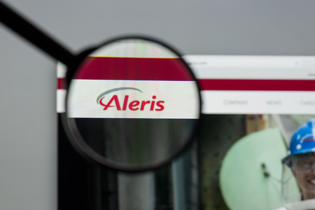 Milan, Italy - August 10, 2017: Aleris website homepage. It is one of the larger private companies in the United States. Aleris logo visible.のeditorial素材