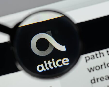 Milan, Italy - August 10, 2017: Altice
 logo on the website homepage.のeditorial素材