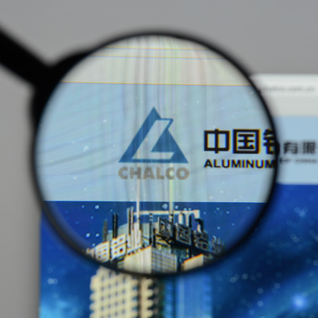 Milan, Italy - August 10, 2017: Aluminum Corp. of China website homepage. Aluminum Corp. of China logo visible.のeditorial素材