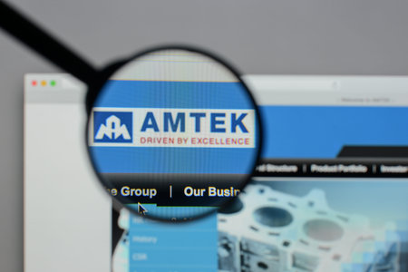Milan, Italy - August 10, 2017: Ametek website homepage. It is an American global manufacturer of...