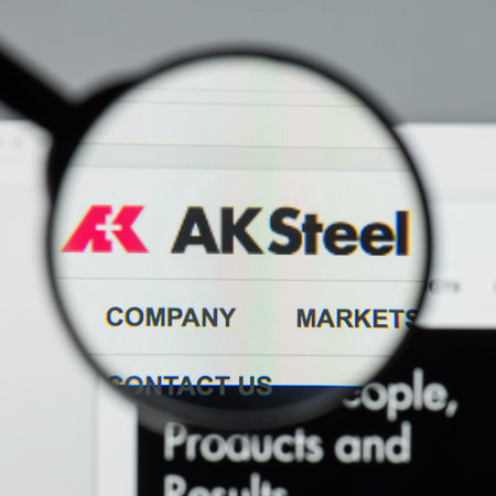 Milan, Italy - August 10, 2017: AK Steel Holding website homepage. It is a steel producer. AK Steel...