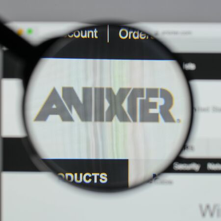Milan, Italy - August 10, 2017: Anixter International logo on the website homepage.のeditorial素材
