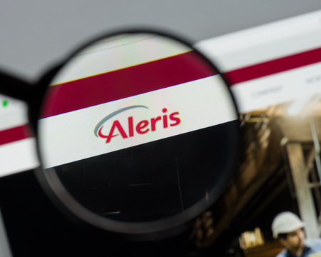 Milan, Italy - August 10, 2017: Aleris website homepage. It is one of the larger private companies in the United States. Aleris logo visible.のeditorial素材