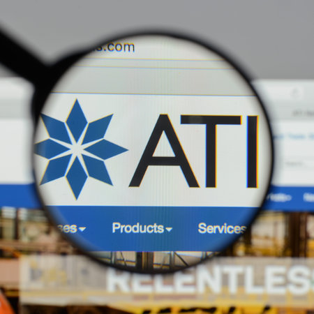 Milan, Italy - August 10, 2017: ATI website homepage. It is a specialty metals company. Allegheny Technologies logo visible.のeditorial素材