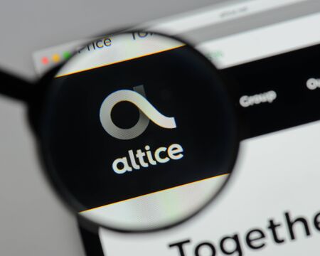 Milan, Italy - August 10, 2017: Altice
 logo on the website homepage.のeditorial素材