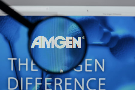 Milan, Italy - August 10, 2017: amgen website homepage. It is an American multinational...