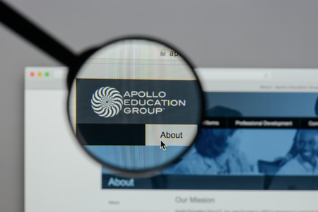 Milan, Italy - August 10, 2017: Apollo Education Group logo on the website homepage.のeditorial素材
