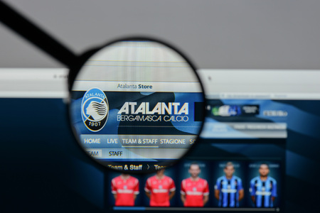 Milan, Italy - August 10, 2017: Atalanta BC logo on the website homepage.のeditorial素材