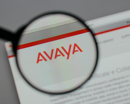 Milan, Italy - August 10, 2017: Avaya
 logo on the website homepage.のeditorial素材