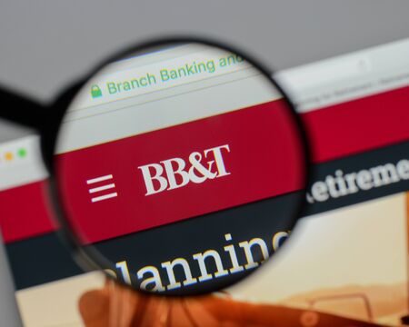 Milan, Italy - August 10, 2017: BB&T Corp. logo on the website homepage.のeditorial素材