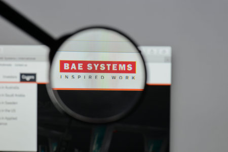 Milan, Italy - August 10, 2017: BAE Systems logo on the website homepage.
