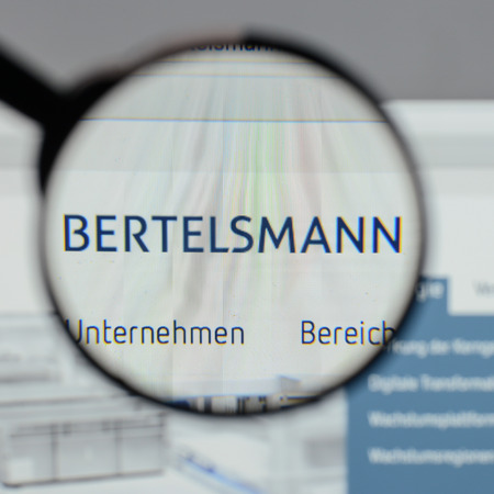 Milan, Italy - August 10, 2017: Bertelsmann
 logo on the website homepage.のeditorial素材