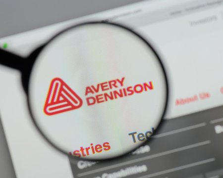 Milan, Italy - August 10, 2017: Avery Dennison logo on the website homepage.