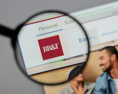 Milan, Italy - August 10, 2017: BB&T Corp. logo on the website homepage.のeditorial素材