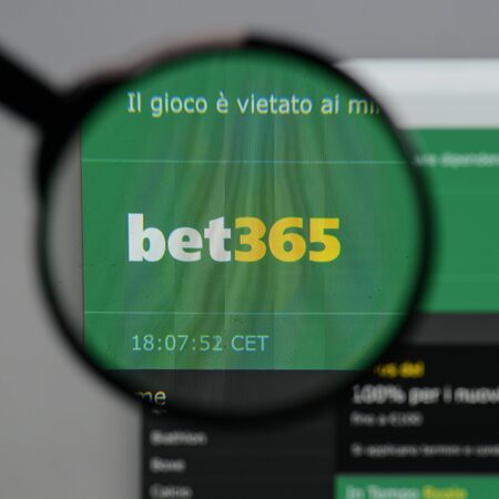 Milan, Italy - August 10, 2017: bet 365 logo on the website homepage.のeditorial素材