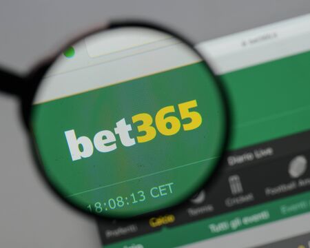 Milan, Italy - August 10, 2017: bet 365 logo on the website homepage.のeditorial素材