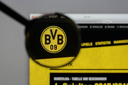 Milan, Italy - August 10, 2017: Borussia Dortmund logo on the website homepage.のeditorial素材