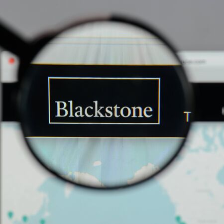 Milan, Italy - August 10, 2017: Blackstone Group logo on the website homepage.のeditorial素材