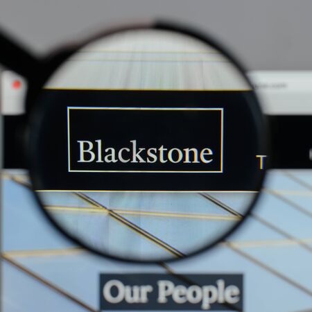 Milan, Italy - August 10, 2017: Blackstone Group logo on the website homepage.のeditorial素材