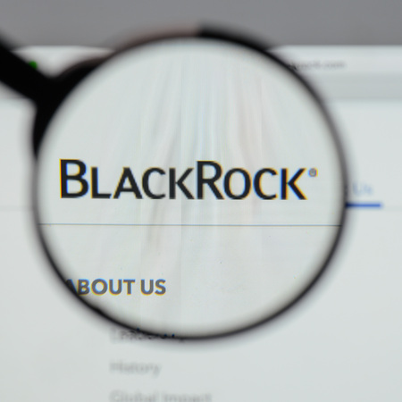 Milan, Italy - August 10, 2017: BlackRock
 logo on the website homepage.のeditorial素材