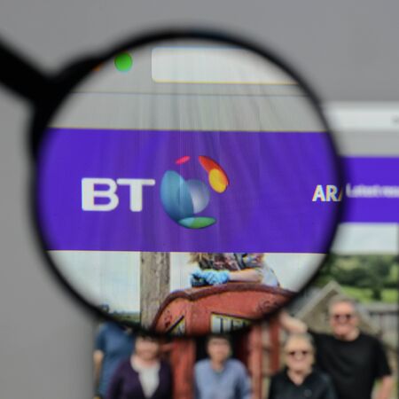 Milan, Italy - August 10, 2017: BT Group
 logo on the website homepage.のeditorial素材