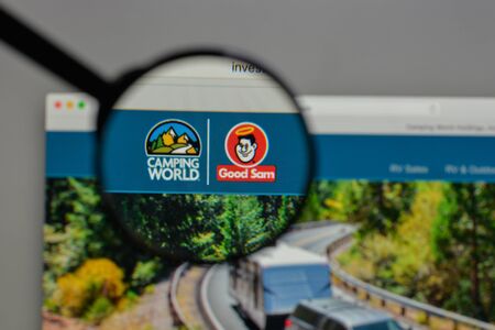 Milan, Italy - August 10, 2017: Camping World Holdings logo on the website homepage.のeditorial素材