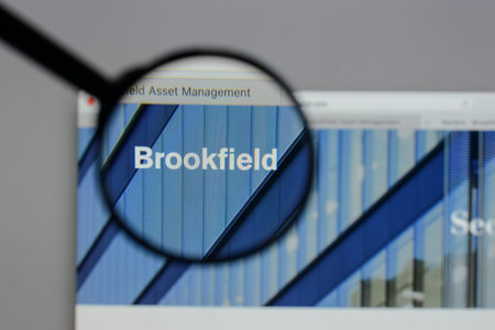 Milan, Italy - August 10, 2017: Brookfield Asset Management logo on the website homepage.
