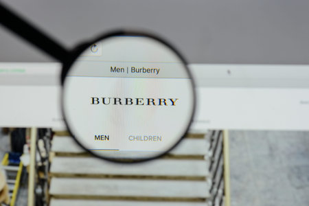 Milan, Italy - August 10, 2017: Burberry logo on the website homepage.