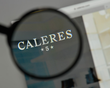 Milan, Italy - August 10, 2017: Caleres
 logo on the website homepage.のeditorial素材