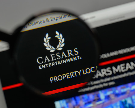 Milan, Italy - August 10, 2017: Caesars Entertainment logo on the website homepage.のeditorial素材