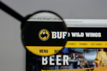 Milan, Italy - August 10, 2017: Buffalo Wild Wings logo on the website homepage.