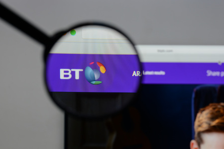 Milan, Italy - August 10, 2017: BT Group
 logo on the website homepage.のeditorial素材