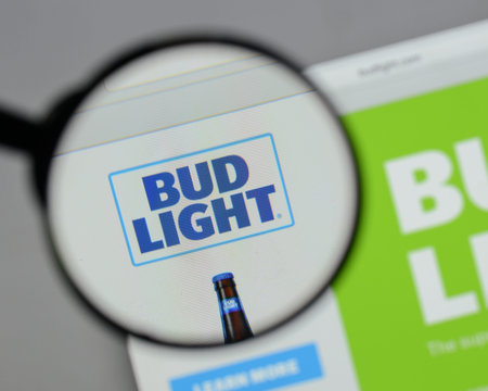 Milan, Italy - August 10, 2017: Bud Light logo on the website homepage.