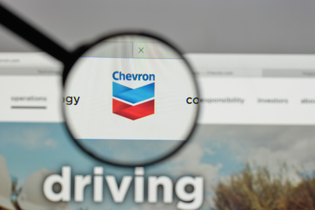 Milan, Italy - August 10, 2017: Chevron
 logo on the website homepage.のeditorial素材