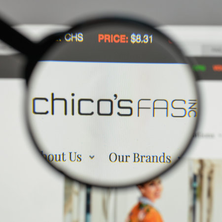 Milan, Italy - August 10, 2017: Chico's FAS logo on the website homepage.