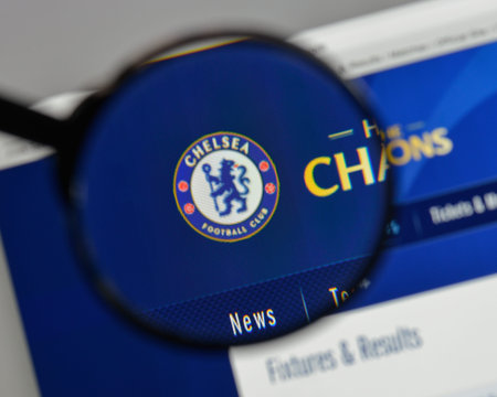 Milan, Italy - August 10, 2017: Chelsea FC logo on the website homepage.
