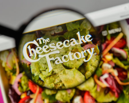 Milan, Italy - August 10, 2017: Cheesecake Factory logo on the website homepage.