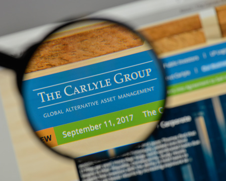 Milan, Italy - August 10, 2017: Carlyle Group logo on the website homepage.のeditorial素材