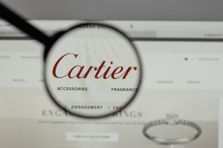Milan, Italy - August 10, 2017: Cartier
 logo on the website homepage.のeditorial素材