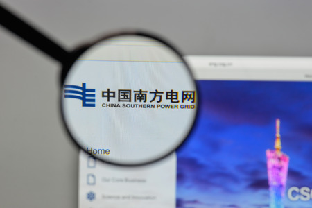 Milan, Italy - August 10, 2017: China Southern Power Grid logo on the website homepage.のeditorial素材