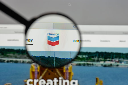 Milan, Italy - August 10, 2017: Chevron logo on the website homepage.