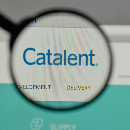 Milan, Italy - August 10, 2017: Catalent
 logo on the website homepage.のeditorial素材