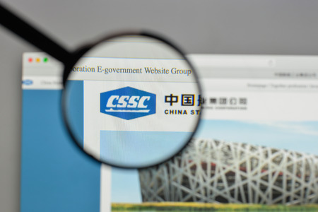 Milan, Italy - August 10, 2017: China State Ship building logo on the website homepage.のeditorial素材