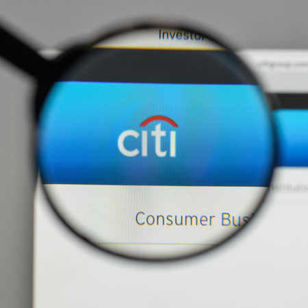 Milan, Italy - August 10, 2017: Citi group logo on the website homepage.